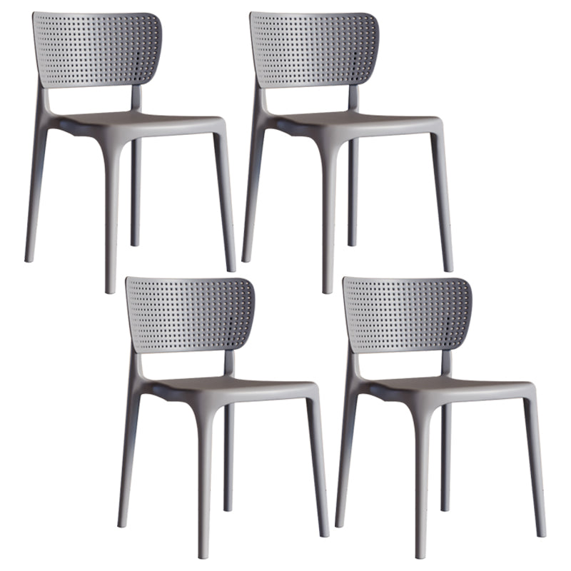 Modern Indoor-Outdoor Plastic Side Chair Armless Open Back Dining Chair Grey 4 Piece Set Clearhalo ' kitchen&dining_furn' 'Dining Chairs' 'Dining Tables & Seating' 'dining_chair' 'furn' 'furn_dining_chair' 'Furniture' 'furniture_dining_chair' 'Kitchen & Dining Furniture' 'kitchen' 3847184