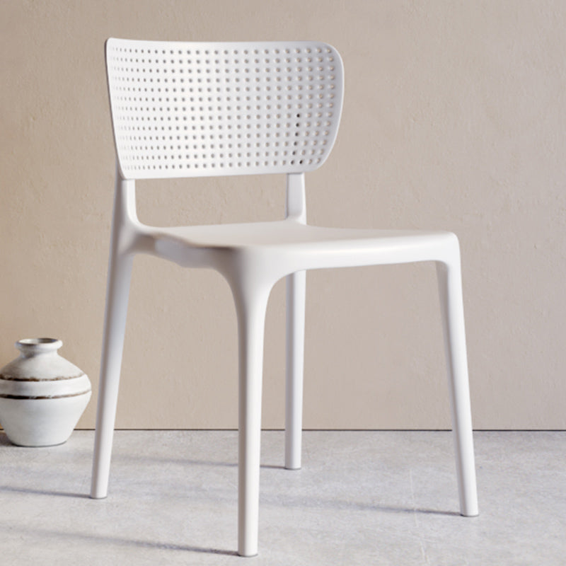 Modern Indoor-Outdoor Plastic Side Chair Armless Open Back Dining Chair White 1 Piece Clearhalo ' kitchen&dining_furn' 'Dining Chairs' 'Dining Tables & Seating' 'dining_chair' 'furn' 'furn_dining_chair' 'Furniture' 'furniture_dining_chair' 'Kitchen & Dining Furniture' 'kitchen' 3847186