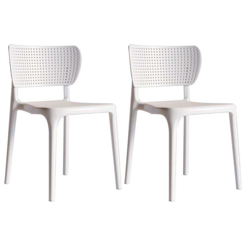 Modern Indoor-Outdoor Plastic Side Chair Armless Open Back Dining Chair White 2 Piece Set Clearhalo ' kitchen&dining_furn' 'Dining Chairs' 'Dining Tables & Seating' 'dining_chair' 'furn' 'furn_dining_chair' 'Furniture' 'furniture_dining_chair' 'Kitchen & Dining Furniture' 'kitchen' 3847188