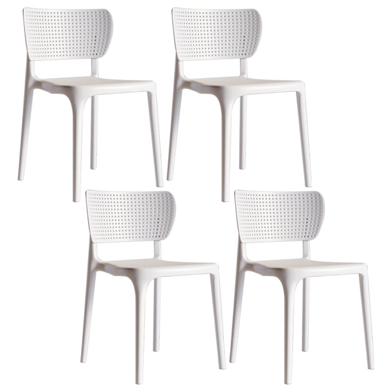 Modern Indoor-Outdoor Plastic Side Chair Armless Open Back Dining Chair White 4 Piece Set Clearhalo ' kitchen&dining_furn' 'Dining Chairs' 'Dining Tables & Seating' 'dining_chair' 'furn' 'furn_dining_chair' 'Furniture' 'furniture_dining_chair' 'Kitchen & Dining Furniture' 'kitchen' 3847190
