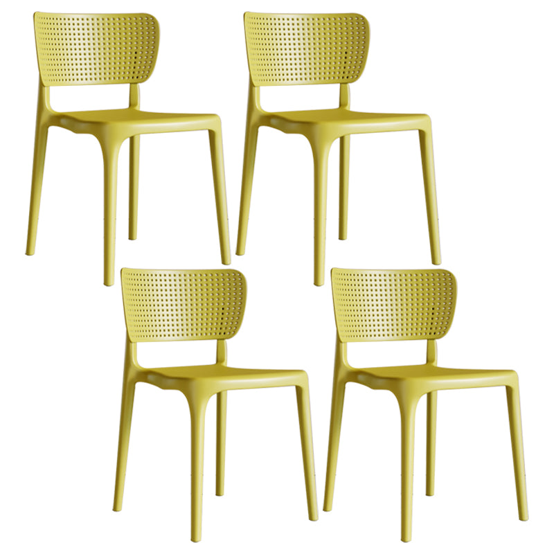 Modern Indoor-Outdoor Plastic Side Chair Armless Open Back Dining Chair Yellow 4 Piece Set Clearhalo ' kitchen&dining_furn' 'Dining Chairs' 'Dining Tables & Seating' 'dining_chair' 'furn' 'furn_dining_chair' 'Furniture' 'furniture_dining_chair' 'Kitchen & Dining Furniture' 'kitchen' 3847206