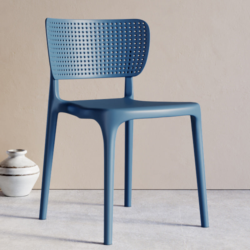 Modern Indoor-Outdoor Plastic Side Chair Armless Open Back Dining Chair Blue 1 Piece Clearhalo ' kitchen&dining_furn' 'Dining Chairs' 'Dining Tables & Seating' 'dining_chair' 'furn' 'furn_dining_chair' 'Furniture' 'furniture_dining_chair' 'Kitchen & Dining Furniture' 'kitchen' 3847207