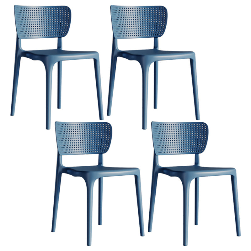 Modern Indoor-Outdoor Plastic Side Chair Armless Open Back Dining Chair Blue 4 Piece Set Clearhalo ' kitchen&dining_furn' 'Dining Chairs' 'Dining Tables & Seating' 'dining_chair' 'furn' 'furn_dining_chair' 'Furniture' 'furniture_dining_chair' 'Kitchen & Dining Furniture' 'kitchen' 3847209