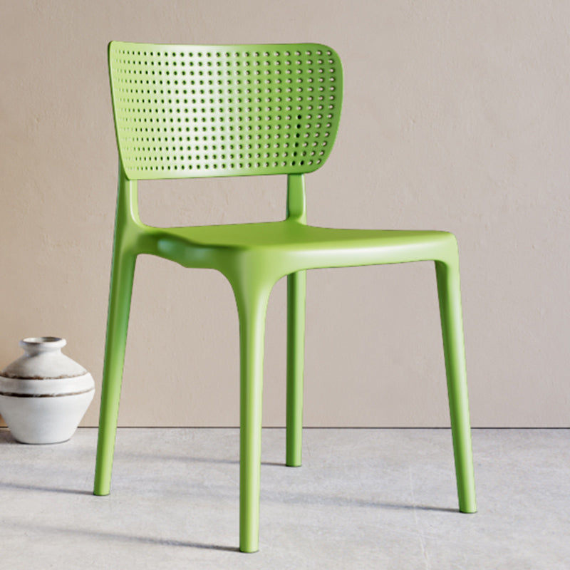 Modern Indoor-Outdoor Plastic Side Chair Armless Open Back Dining Chair Green 1 Piece Clearhalo ' kitchen&dining_furn' 'Dining Chairs' 'Dining Tables & Seating' 'dining_chair' 'furn' 'furn_dining_chair' 'Furniture' 'furniture_dining_chair' 'Kitchen & Dining Furniture' 'kitchen' 3847210