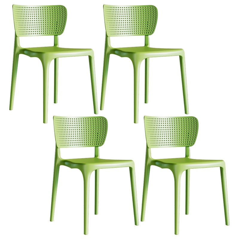 Modern Indoor-Outdoor Plastic Side Chair Armless Open Back Dining Chair Green 4 Piece Set Clearhalo ' kitchen&dining_furn' 'Dining Chairs' 'Dining Tables & Seating' 'dining_chair' 'furn' 'furn_dining_chair' 'Furniture' 'furniture_dining_chair' 'Kitchen & Dining Furniture' 'kitchen' 3847212