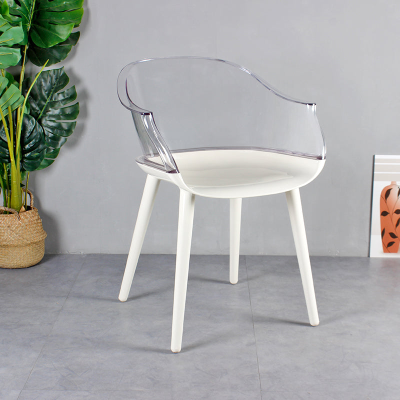 Scandinavian Style Plastic Chair Set Solid Back Arm Kitchen Single Dining Chair White-Clear Clearhalo ' kitchen&dining_furn' 'Dining Chairs' 'Dining Tables & Seating' 'dining_chair' 'Furniture' 'furniture_dining_chair' 'Kitchen & Dining Furniture' 'kitchen' 3847218