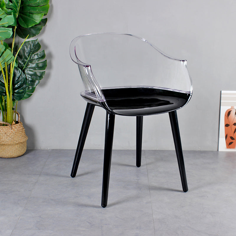 Scandinavian Style Plastic Chair Set Solid Back Arm Kitchen Single Dining Chair Black Clear Clearhalo ' kitchen&dining_furn' 'Dining Chairs' 'Dining Tables & Seating' 'dining_chair' 'Furniture' 'furniture_dining_chair' 'Kitchen & Dining Furniture' 'kitchen' 3847222