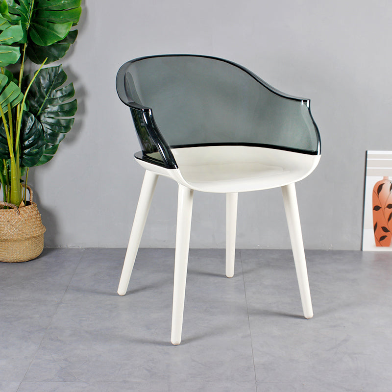 Scandinavian Style Plastic Chair Set Solid Back Arm Kitchen Single Dining Chair Gray-White Clearhalo ' kitchen&dining_furn' 'Dining Chairs' 'Dining Tables & Seating' 'dining_chair' 'Furniture' 'furniture_dining_chair' 'Kitchen & Dining Furniture' 'kitchen' 3847224