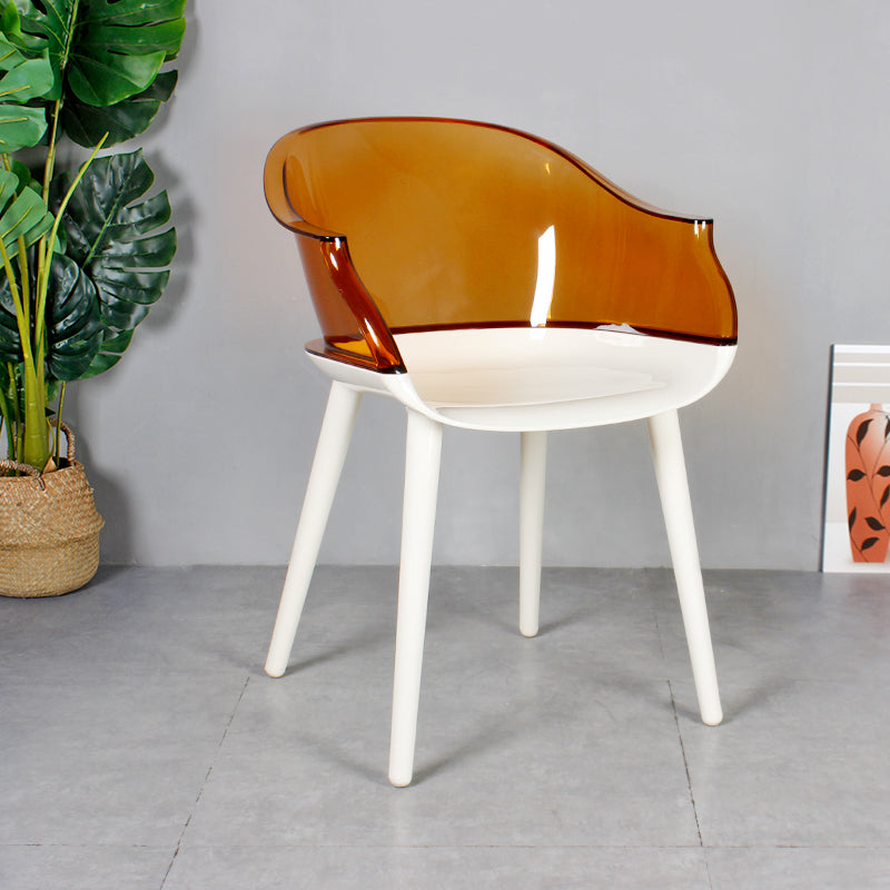 Scandinavian Style Plastic Chair Set Solid Back Arm Kitchen Single Dining Chair Khaki-White Clearhalo ' kitchen&dining_furn' 'Dining Chairs' 'Dining Tables & Seating' 'dining_chair' 'Furniture' 'furniture_dining_chair' 'Kitchen & Dining Furniture' 'kitchen' 3847227