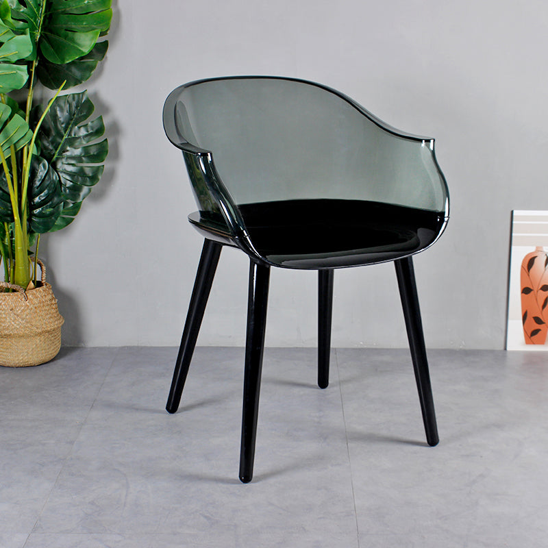 Scandinavian Style Plastic Chair Set Solid Back Arm Kitchen Single Dining Chair Gray-Clear Clearhalo ' kitchen&dining_furn' 'Dining Chairs' 'Dining Tables & Seating' 'dining_chair' 'Furniture' 'furniture_dining_chair' 'Kitchen & Dining Furniture' 'kitchen' 3847229