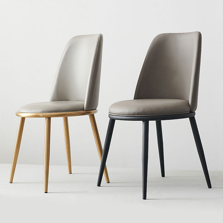 Contemporary Style Metal Chair Set Kitchen Dining Solid Back Side Chairs (Set of 2) Clearhalo ' kitchen&dining_furn' 'Dining Chairs' 'Dining Tables & Seating' 'dining_chair' 'furn' 'furn_dining_chair' 'Furniture' 'furniture_dining_chair' 'Kitchen & Dining Furniture' 'kitchen' 3847235