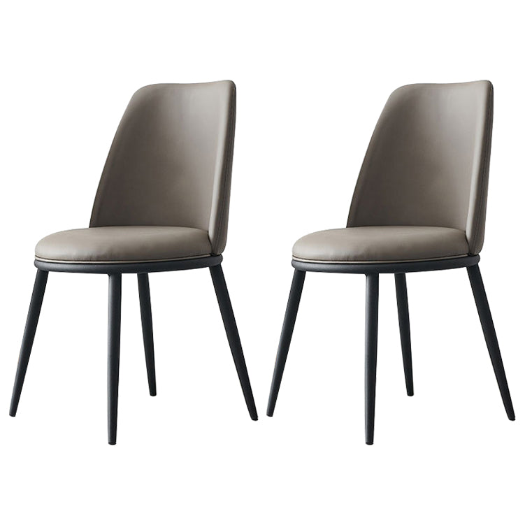 Contemporary Style Metal Chair Set Kitchen Dining Solid Back Side Chairs (Set of 2) Dark Gray Black Clearhalo ' kitchen&dining_furn' 'Dining Chairs' 'Dining Tables & Seating' 'dining_chair' 'furn' 'furn_dining_chair' 'Furniture' 'furniture_dining_chair' 'Kitchen & Dining Furniture' 'kitchen' 3847236