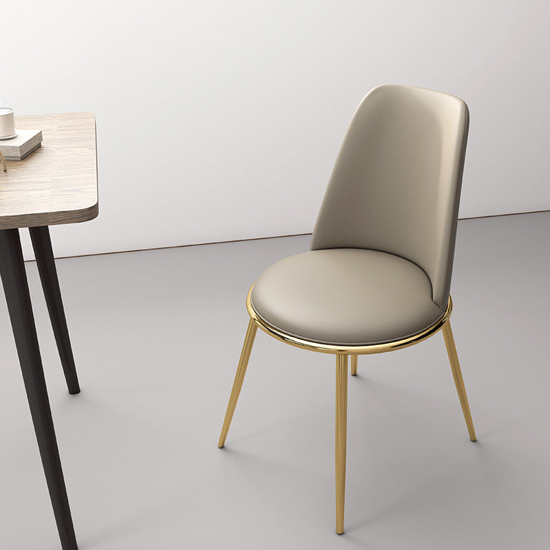 Contemporary Style Metal Chair Set Kitchen Dining Solid Back Side Chairs (Set of 2) Clearhalo ' kitchen&dining_furn' 'Dining Chairs' 'Dining Tables & Seating' 'dining_chair' 'furn' 'furn_dining_chair' 'Furniture' 'furniture_dining_chair' 'Kitchen & Dining Furniture' 'kitchen' 3847237