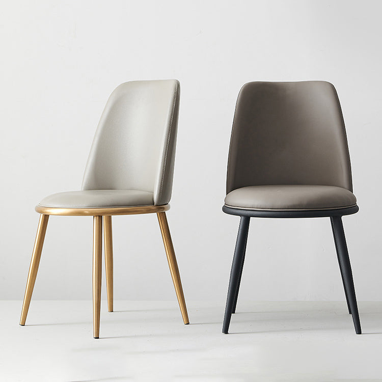 Contemporary Style Metal Chair Set Kitchen Dining Solid Back Side Chairs (Set of 2) Clearhalo ' kitchen&dining_furn' 'Dining Chairs' 'Dining Tables & Seating' 'dining_chair' 'furn' 'furn_dining_chair' 'Furniture' 'furniture_dining_chair' 'Kitchen & Dining Furniture' 'kitchen' 3847240