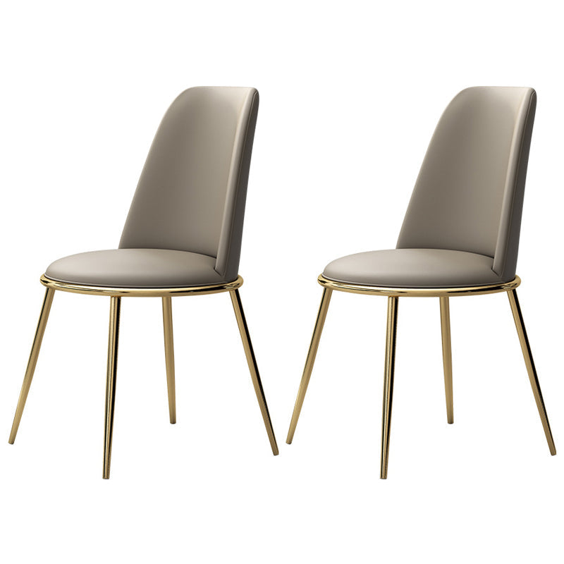Contemporary Style Metal Chair Set Kitchen Dining Solid Back Side Chairs (Set of 2) Light Gray Brass Gold Clearhalo ' kitchen&dining_furn' 'Dining Chairs' 'Dining Tables & Seating' 'dining_chair' 'furn' 'furn_dining_chair' 'Furniture' 'furniture_dining_chair' 'Kitchen & Dining Furniture' 'kitchen' 3847241