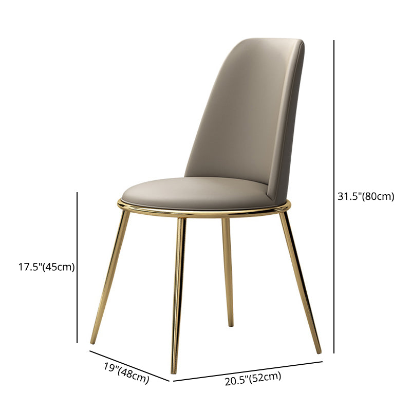 Contemporary Style Metal Chair Set Kitchen Dining Solid Back Side Chairs (Set of 2) Clearhalo ' kitchen&dining_furn' 'Dining Chairs' 'Dining Tables & Seating' 'dining_chair' 'furn' 'furn_dining_chair' 'Furniture' 'furniture_dining_chair' 'Kitchen & Dining Furniture' 'kitchen' 3847252