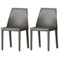 Contemporary Style Leather Dining Chairs Windsor Back Armless Dining Chairs Dark Gray 2 Piece Set Clearhalo ' kitchen&dining_furn' 'Dining Chairs' 'Dining Tables & Seating' 'dining_chair' 'furn' 'furn_dining_chair' 'Furniture' 'furniture_dining_chair' 'Kitchen & Dining Furniture' 'kitchen' 3847262