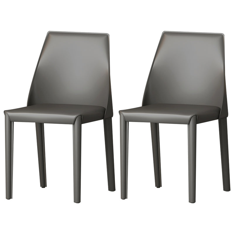 Contemporary Style Leather Dining Chairs Windsor Back Armless Dining Chairs Dark Gray 2 Piece Set Clearhalo ' kitchen&dining_furn' 'Dining Chairs' 'Dining Tables & Seating' 'dining_chair' 'furn' 'furn_dining_chair' 'Furniture' 'furniture_dining_chair' 'Kitchen & Dining Furniture' 'kitchen' 3847262