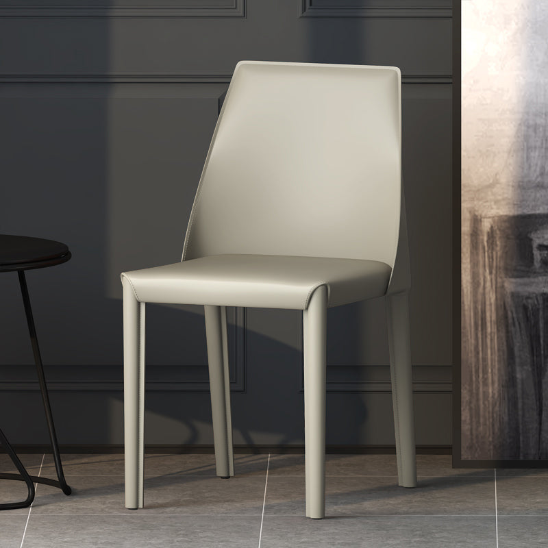 Contemporary Style Leather Dining Chairs Windsor Back Armless Dining Chairs Light Gray 1 Piece Clearhalo ' kitchen&dining_furn' 'Dining Chairs' 'Dining Tables & Seating' 'dining_chair' 'furn' 'furn_dining_chair' 'Furniture' 'furniture_dining_chair' 'Kitchen & Dining Furniture' 'kitchen' 3847267