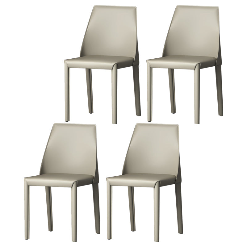 Contemporary Style Leather Dining Chairs Windsor Back Armless Dining Chairs Light Gray 4 Piece Set Clearhalo ' kitchen&dining_furn' 'Dining Chairs' 'Dining Tables & Seating' 'dining_chair' 'furn' 'furn_dining_chair' 'Furniture' 'furniture_dining_chair' 'Kitchen & Dining Furniture' 'kitchen' 3847271