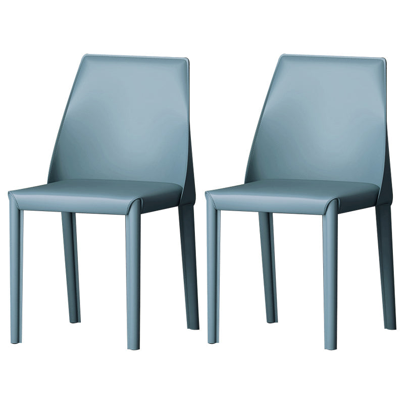 Contemporary Style Leather Dining Chairs Windsor Back Armless Dining Chairs Light Blue 2 Piece Set Clearhalo ' kitchen&dining_furn' 'Dining Chairs' 'Dining Tables & Seating' 'dining_chair' 'furn' 'furn_dining_chair' 'Furniture' 'furniture_dining_chair' 'Kitchen & Dining Furniture' 'kitchen' 3847274
