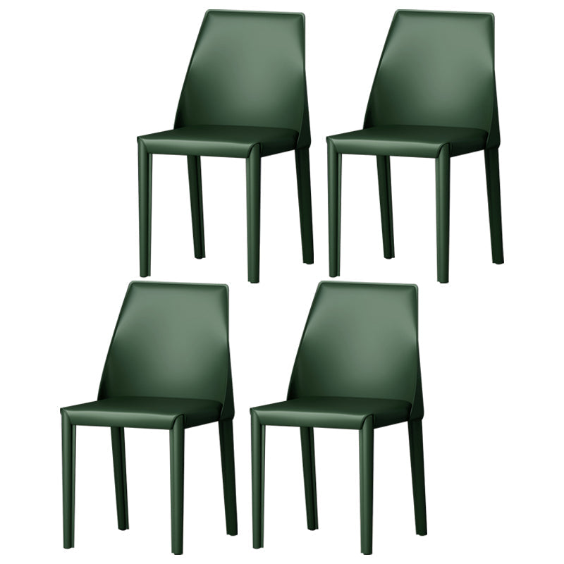 Contemporary Style Leather Dining Chairs Windsor Back Armless Dining Chairs Dark Green 4 Piece Set Clearhalo ' kitchen&dining_furn' 'Dining Chairs' 'Dining Tables & Seating' 'dining_chair' 'furn' 'furn_dining_chair' 'Furniture' 'furniture_dining_chair' 'Kitchen & Dining Furniture' 'kitchen' 3847278