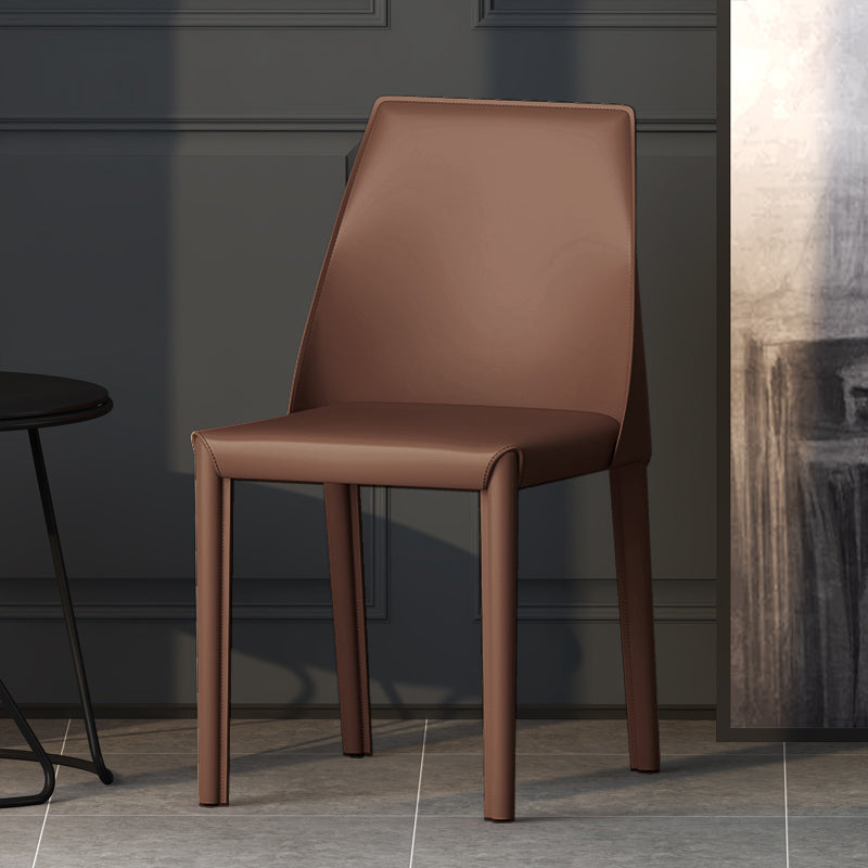 Contemporary Style Leather Dining Chairs Windsor Back Armless Dining Chairs Dark Coffee 1 Piece Clearhalo ' kitchen&dining_furn' 'Dining Chairs' 'Dining Tables & Seating' 'dining_chair' 'furn' 'furn_dining_chair' 'Furniture' 'furniture_dining_chair' 'Kitchen & Dining Furniture' 'kitchen' 3847282