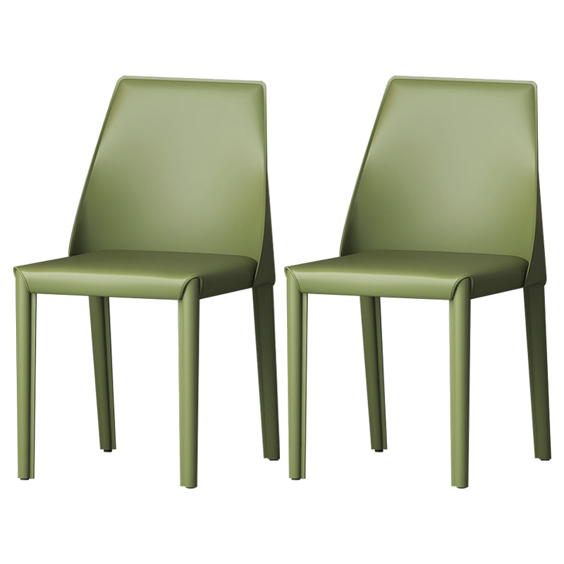 Contemporary Style Leather Dining Chairs Windsor Back Armless Dining Chairs Pea Green 2 Piece Set Clearhalo ' kitchen&dining_furn' 'Dining Chairs' 'Dining Tables & Seating' 'dining_chair' 'furn' 'furn_dining_chair' 'Furniture' 'furniture_dining_chair' 'Kitchen & Dining Furniture' 'kitchen' 3847289