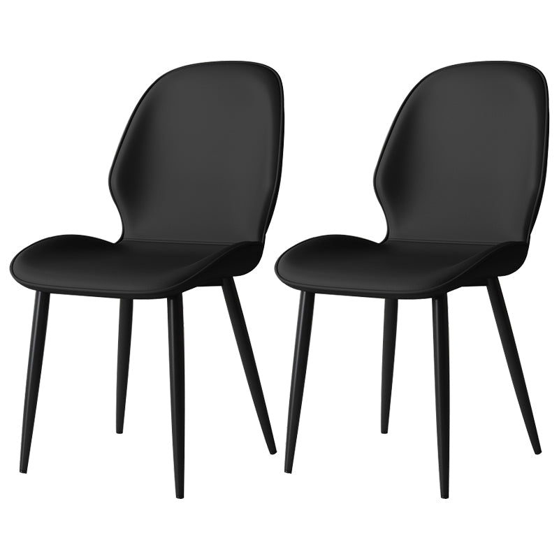 Contemporary Restaurant Leather Side Chair Matte Finish Parsons Dining Chair Black 2 Piece Set Clearhalo ' kitchen&dining_furn' 'Dining Chairs' 'Dining Tables & Seating' 'dining_chair' 'furn' 'furn_dining_chair' 'Furniture' 'furniture_dining_chair' 'Kitchen & Dining Furniture' 'kitchen' 3847297