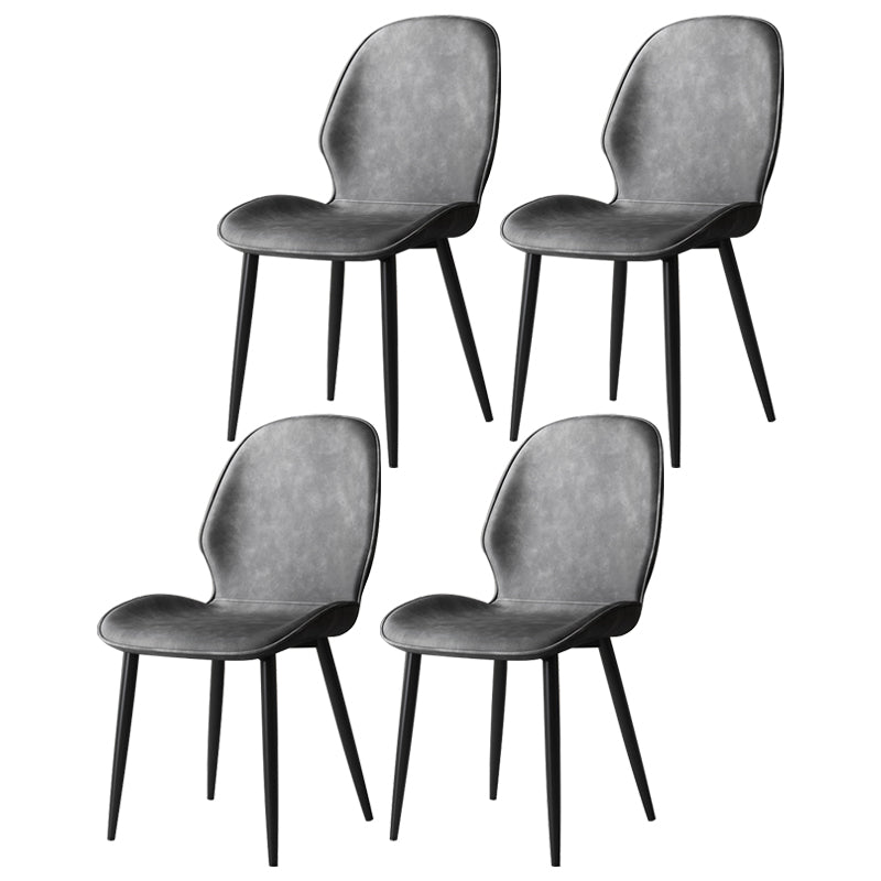 Contemporary Restaurant Leather Side Chair Matte Finish Parsons Dining Chair Grey 4 Piece Set Clearhalo ' kitchen&dining_furn' 'Dining Chairs' 'Dining Tables & Seating' 'dining_chair' 'furn' 'furn_dining_chair' 'Furniture' 'furniture_dining_chair' 'Kitchen & Dining Furniture' 'kitchen' 3847304