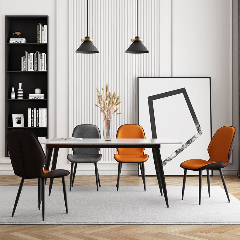 Contemporary Restaurant Leather Side Chair Matte Finish Parsons Dining Chair Clearhalo ' kitchen&dining_furn' 'Dining Chairs' 'Dining Tables & Seating' 'dining_chair' 'furn' 'furn_dining_chair' 'Furniture' 'furniture_dining_chair' 'Kitchen & Dining Furniture' 'kitchen' 3847315