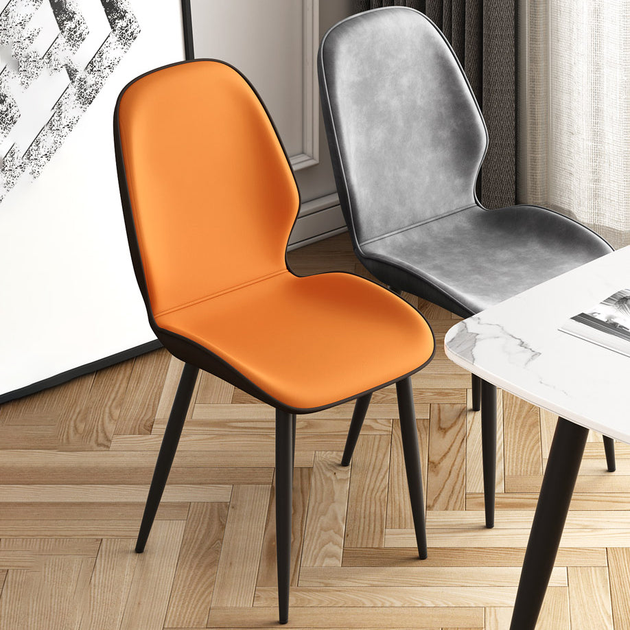 Contemporary Restaurant Leather Side Chair Matte Finish Parsons Dining Chair Clearhalo ' kitchen&dining_furn' 'Dining Chairs' 'Dining Tables & Seating' 'dining_chair' 'furn' 'furn_dining_chair' 'Furniture' 'furniture_dining_chair' 'Kitchen & Dining Furniture' 'kitchen' 3847316