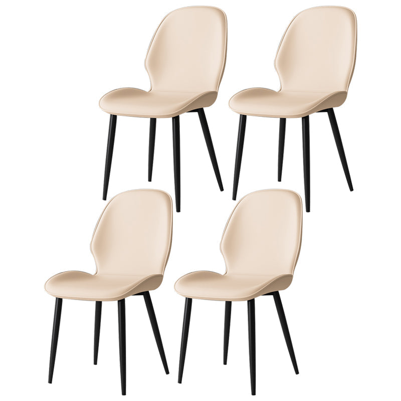 Contemporary Restaurant Leather Side Chair Matte Finish Parsons Dining Chair Beige 4 Piece Set Clearhalo ' kitchen&dining_furn' 'Dining Chairs' 'Dining Tables & Seating' 'dining_chair' 'furn' 'furn_dining_chair' 'Furniture' 'furniture_dining_chair' 'Kitchen & Dining Furniture' 'kitchen' 3847317