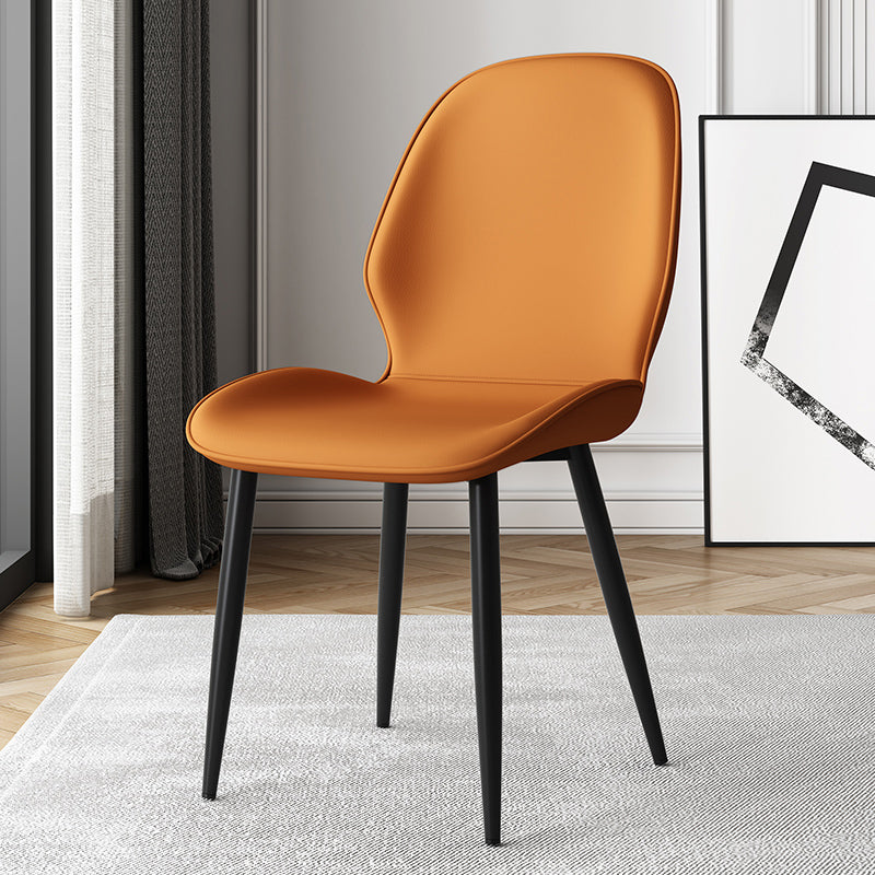 Contemporary Restaurant Leather Side Chair Matte Finish Parsons Dining Chair Orange 1 Piece Clearhalo ' kitchen&dining_furn' 'Dining Chairs' 'Dining Tables & Seating' 'dining_chair' 'furn' 'furn_dining_chair' 'Furniture' 'furniture_dining_chair' 'Kitchen & Dining Furniture' 'kitchen' 3847319