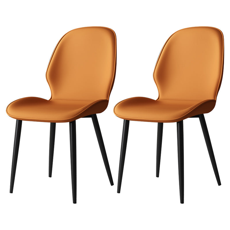 Contemporary Restaurant Leather Side Chair Matte Finish Parsons Dining Chair Orange 2 Piece Set Clearhalo ' kitchen&dining_furn' 'Dining Chairs' 'Dining Tables & Seating' 'dining_chair' 'furn' 'furn_dining_chair' 'Furniture' 'furniture_dining_chair' 'Kitchen & Dining Furniture' 'kitchen' 3847320