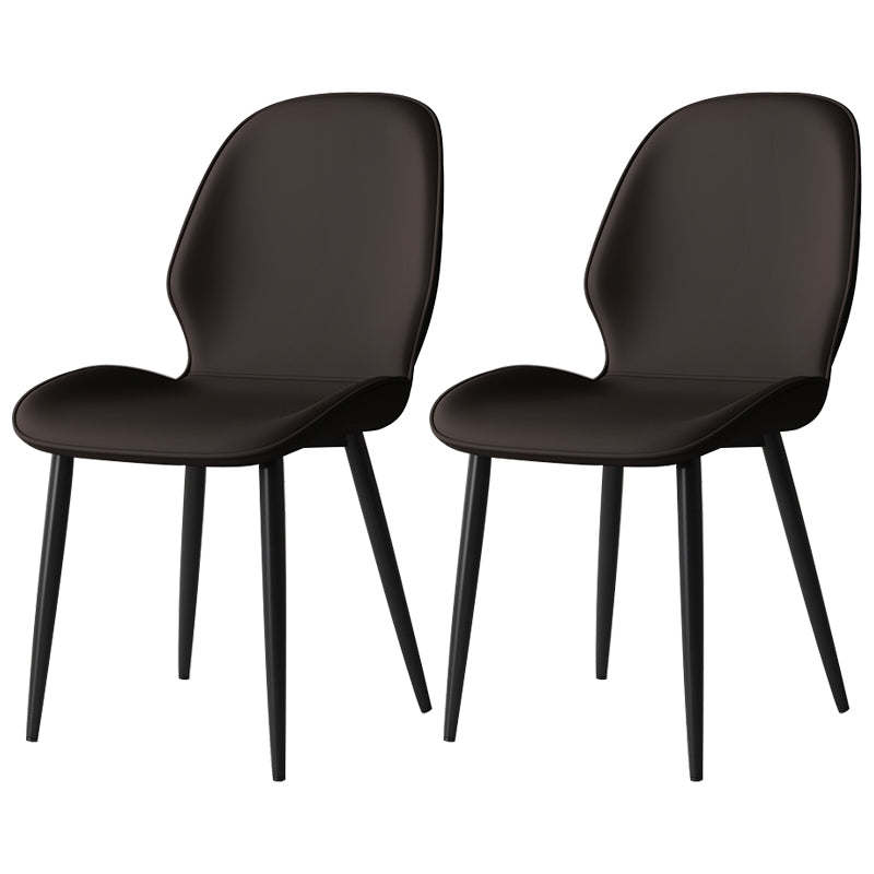 Contemporary Restaurant Leather Side Chair Matte Finish Parsons Dining Chair Brown 2 Piece Set Clearhalo ' kitchen&dining_furn' 'Dining Chairs' 'Dining Tables & Seating' 'dining_chair' 'furn' 'furn_dining_chair' 'Furniture' 'furniture_dining_chair' 'Kitchen & Dining Furniture' 'kitchen' 3847323