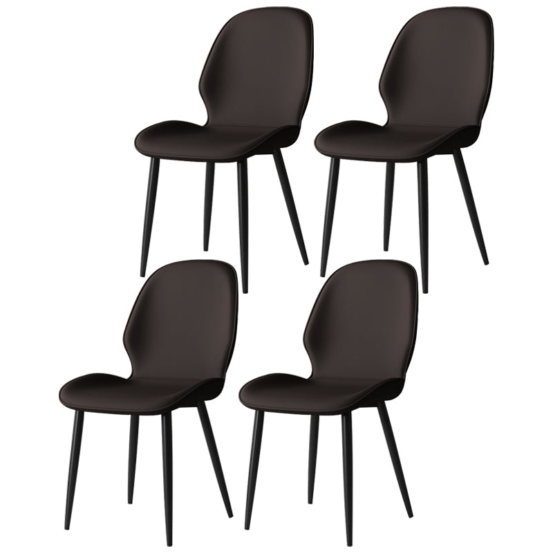 Contemporary Restaurant Leather Side Chair Matte Finish Parsons Dining Chair Brown 4 Piece Set Clearhalo ' kitchen&dining_furn' 'Dining Chairs' 'Dining Tables & Seating' 'dining_chair' 'furn' 'furn_dining_chair' 'Furniture' 'furniture_dining_chair' 'Kitchen & Dining Furniture' 'kitchen' 3847324