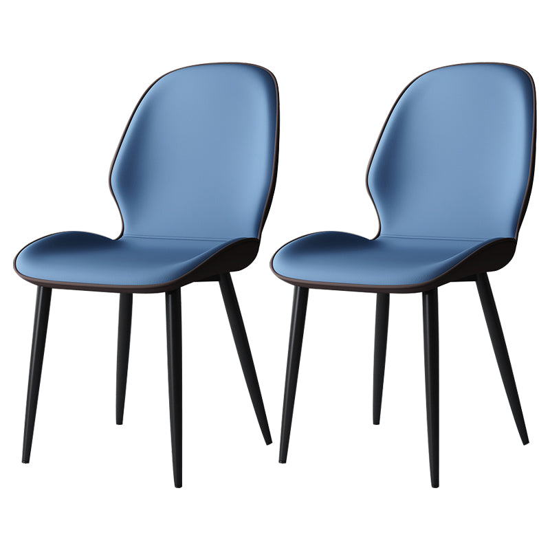 Contemporary Restaurant Leather Side Chair Matte Finish Parsons Dining Chair Blue-Brown 2 Piece Set Clearhalo ' kitchen&dining_furn' 'Dining Chairs' 'Dining Tables & Seating' 'dining_chair' 'furn' 'furn_dining_chair' 'Furniture' 'furniture_dining_chair' 'Kitchen & Dining Furniture' 'kitchen' 3847332