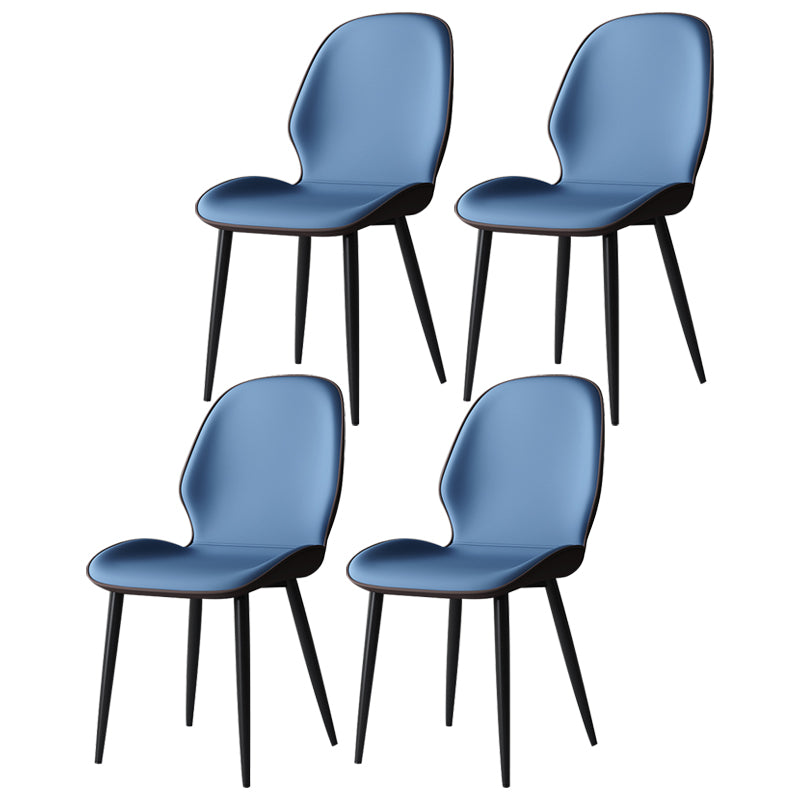 Contemporary Restaurant Leather Side Chair Matte Finish Parsons Dining Chair Blue-Brown 4 Piece Set Clearhalo ' kitchen&dining_furn' 'Dining Chairs' 'Dining Tables & Seating' 'dining_chair' 'furn' 'furn_dining_chair' 'Furniture' 'furniture_dining_chair' 'Kitchen & Dining Furniture' 'kitchen' 3847333