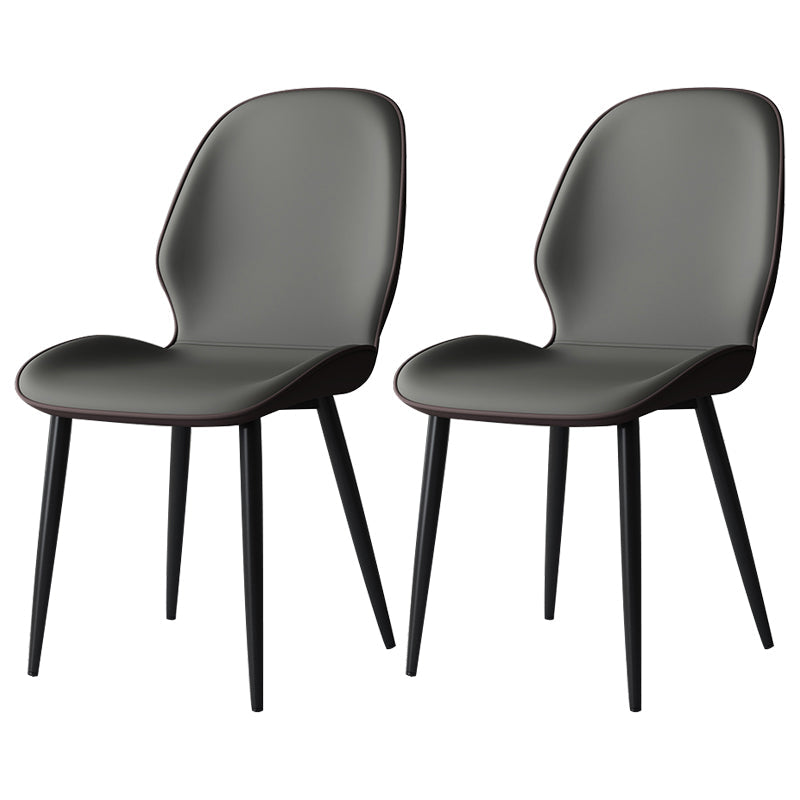 Contemporary Restaurant Leather Side Chair Matte Finish Parsons Dining Chair Gray Coffee 2 Piece Set Clearhalo ' kitchen&dining_furn' 'Dining Chairs' 'Dining Tables & Seating' 'dining_chair' 'furn' 'furn_dining_chair' 'Furniture' 'furniture_dining_chair' 'Kitchen & Dining Furniture' 'kitchen' 3847335