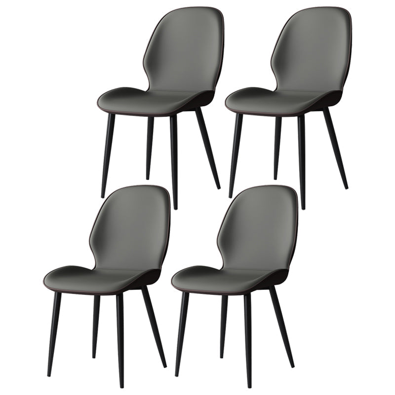 Contemporary Restaurant Leather Side Chair Matte Finish Parsons Dining Chair Gray Coffee 4 Piece Set Clearhalo ' kitchen&dining_furn' 'Dining Chairs' 'Dining Tables & Seating' 'dining_chair' 'furn' 'furn_dining_chair' 'Furniture' 'furniture_dining_chair' 'Kitchen & Dining Furniture' 'kitchen' 3847336