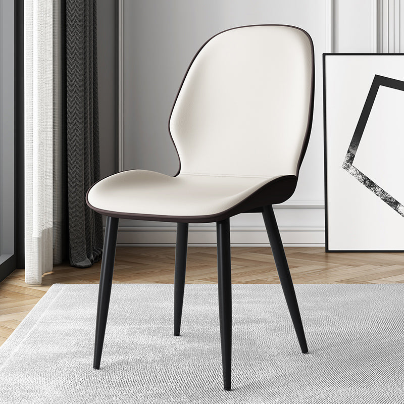 Contemporary Restaurant Leather Side Chair Matte Finish Parsons Dining Chair White-Brown 1 Piece Clearhalo ' kitchen&dining_furn' 'Dining Chairs' 'Dining Tables & Seating' 'dining_chair' 'furn' 'furn_dining_chair' 'Furniture' 'furniture_dining_chair' 'Kitchen & Dining Furniture' 'kitchen' 3847337