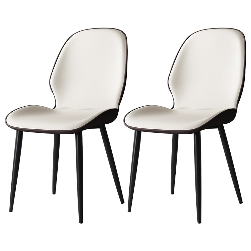 Contemporary Restaurant Leather Side Chair Matte Finish Parsons Dining Chair White-Brown 2 Piece Set Clearhalo ' kitchen&dining_furn' 'Dining Chairs' 'Dining Tables & Seating' 'dining_chair' 'furn' 'furn_dining_chair' 'Furniture' 'furniture_dining_chair' 'Kitchen & Dining Furniture' 'kitchen' 3847338