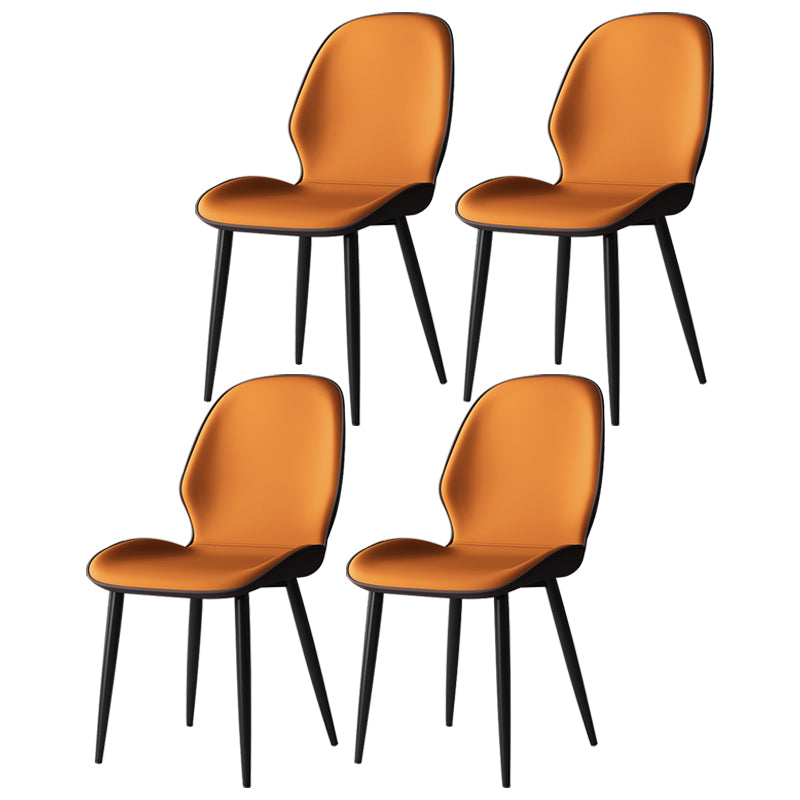 Contemporary Restaurant Leather Side Chair Matte Finish Parsons Dining Chair Orange-Gray 4 Piece Set Clearhalo ' kitchen&dining_furn' 'Dining Chairs' 'Dining Tables & Seating' 'dining_chair' 'furn' 'furn_dining_chair' 'Furniture' 'furniture_dining_chair' 'Kitchen & Dining Furniture' 'kitchen' 3847345