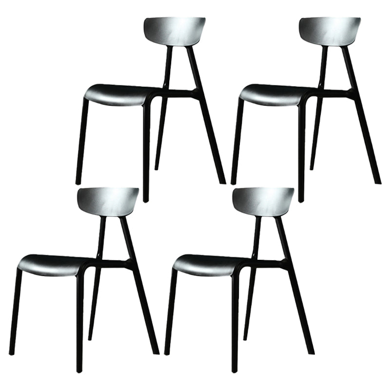 Minimalist Style Plastic Armless Chair Open Back Dining Side Chair for Home Use Black 4 Piece Set Clearhalo ' kitchen&dining_furn' 'Dining Chairs' 'Dining Tables & Seating' 'dining_chair' 'furn' 'furn_dining_chair' 'Furniture' 'furniture_dining_chair' 'Kitchen & Dining Furniture' 'kitchen' 3847349