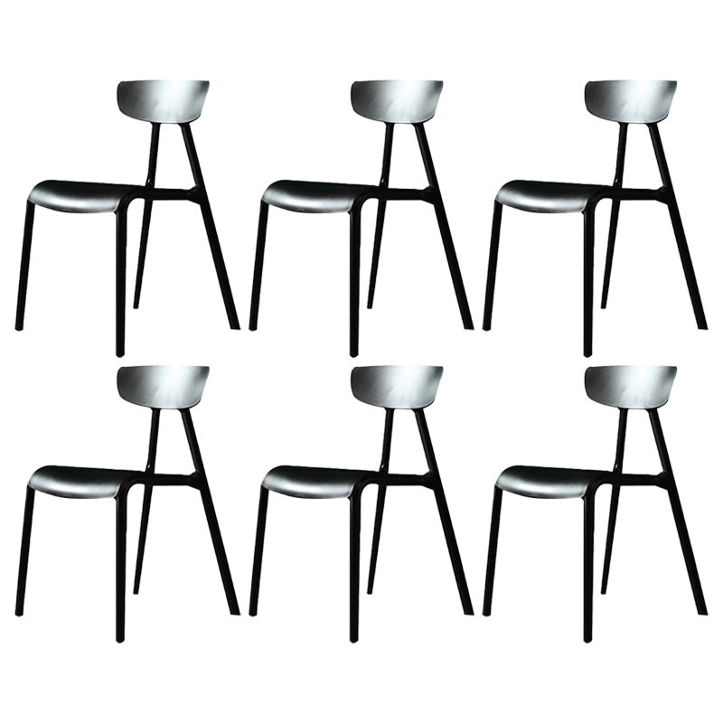 Minimalist Style Plastic Armless Chair Open Back Dining Side Chair for Home Use Black 6 Piece Set Clearhalo ' kitchen&dining_furn' 'Dining Chairs' 'Dining Tables & Seating' 'dining_chair' 'furn' 'furn_dining_chair' 'Furniture' 'furniture_dining_chair' 'Kitchen & Dining Furniture' 'kitchen' 3847350
