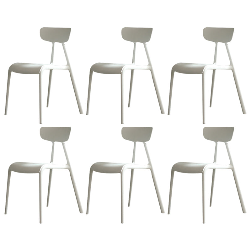 Minimalist Style Plastic Armless Chair Open Back Dining Side Chair for Home Use White 6 Piece Set Clearhalo ' kitchen&dining_furn' 'Dining Chairs' 'Dining Tables & Seating' 'dining_chair' 'furn' 'furn_dining_chair' 'Furniture' 'furniture_dining_chair' 'Kitchen & Dining Furniture' 'kitchen' 3847357
