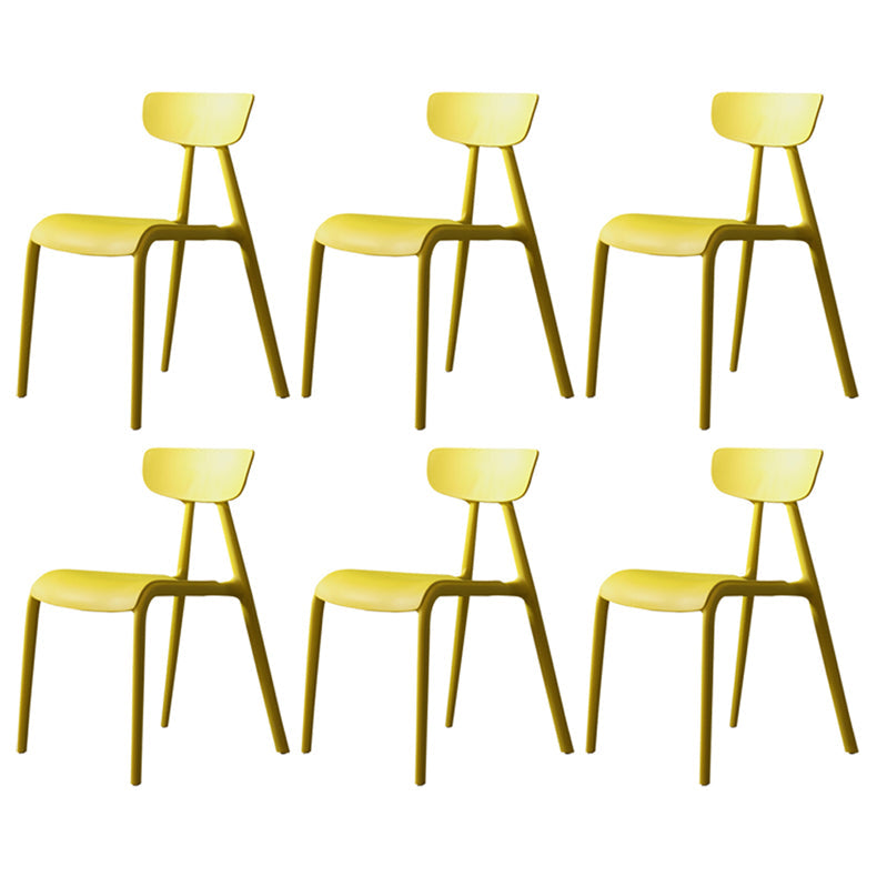 Minimalist Style Plastic Armless Chair Open Back Dining Side Chair for Home Use Yellow 6 Piece Set Clearhalo ' kitchen&dining_furn' 'Dining Chairs' 'Dining Tables & Seating' 'dining_chair' 'furn' 'furn_dining_chair' 'Furniture' 'furniture_dining_chair' 'Kitchen & Dining Furniture' 'kitchen' 3847363