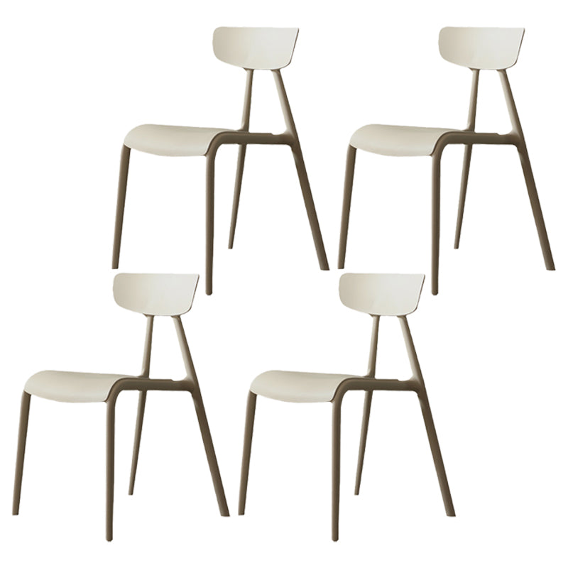 Minimalist Style Plastic Armless Chair Open Back Dining Side Chair for Home Use Khaki 4 Piece Set Clearhalo ' kitchen&dining_furn' 'Dining Chairs' 'Dining Tables & Seating' 'dining_chair' 'furn' 'furn_dining_chair' 'Furniture' 'furniture_dining_chair' 'Kitchen & Dining Furniture' 'kitchen' 3847372