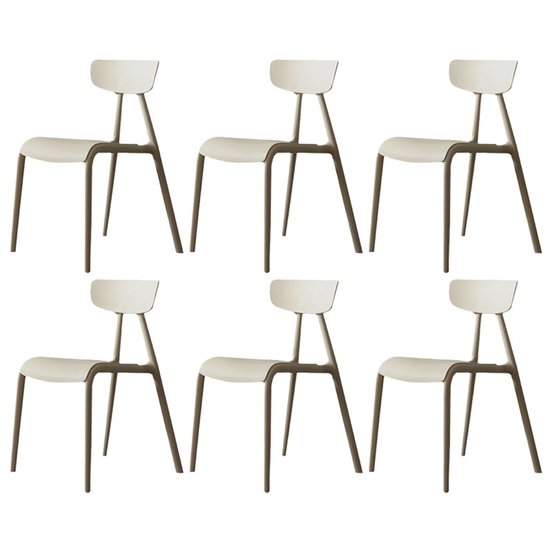 Minimalist Style Plastic Armless Chair Open Back Dining Side Chair for Home Use Khaki 6 Piece Set Clearhalo ' kitchen&dining_furn' 'Dining Chairs' 'Dining Tables & Seating' 'dining_chair' 'furn' 'furn_dining_chair' 'Furniture' 'furniture_dining_chair' 'Kitchen & Dining Furniture' 'kitchen' 3847374